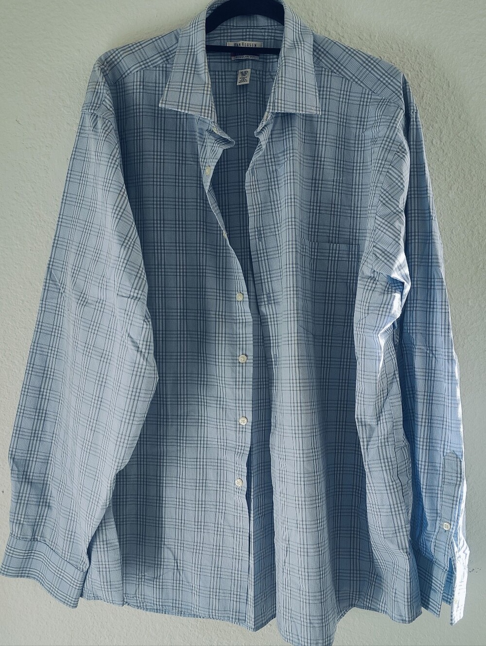 Men's Van Heusen Light Blue Plaid Button-Up Shirt